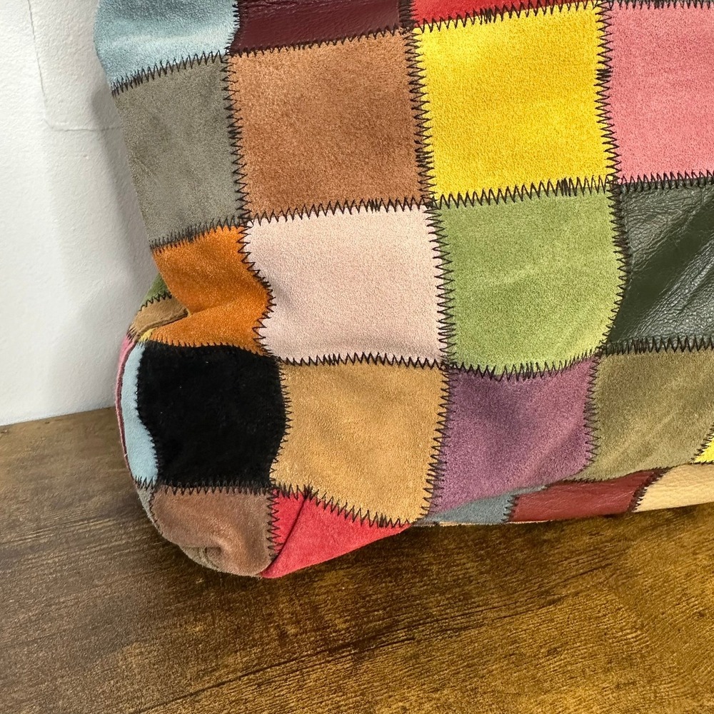 Lucky Brand Medium Slouch Patchwork Leather Suede… - image 2